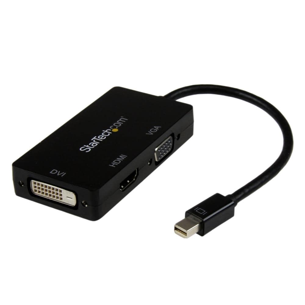 Mini DisplayPort接続トラベルA/Vアダプタ 3イン1 ミニディスプレイポートMini DP - VGA/ DVI/ HDMI変換アダプタ 1920x1200/ 1080p ブラック　保証期間： 3年間