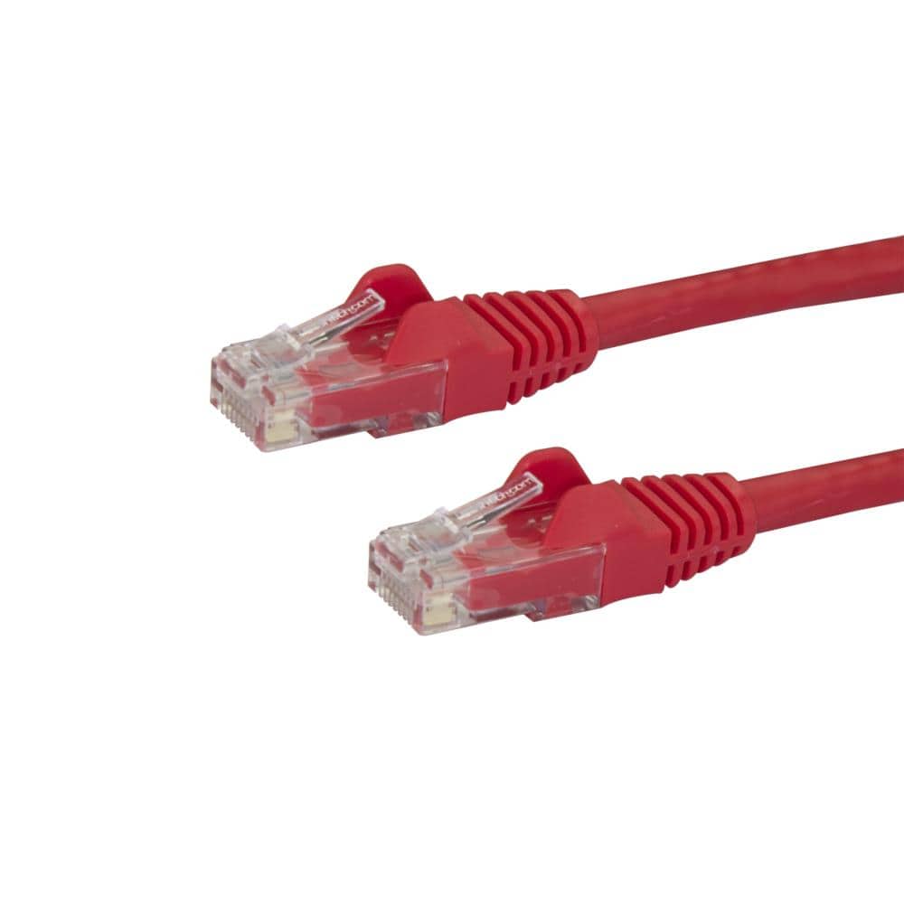 10m カテゴリー6 LANケーブル レッド RJ45モールディングコネクタ(ツメ折れ防止カバー付き) ギガビットイーサネット対応Cat6 UTPケーブル　保証期間： 永久保証