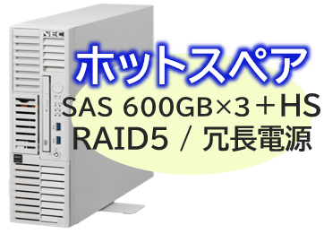 Express5800/D/T110m-S(RAID5対応コントローラ搭載) Xeon 6333P 6C/32GB/SAS 600GB*4 RAID5/冗長電源/W2022/タワー 3年保証