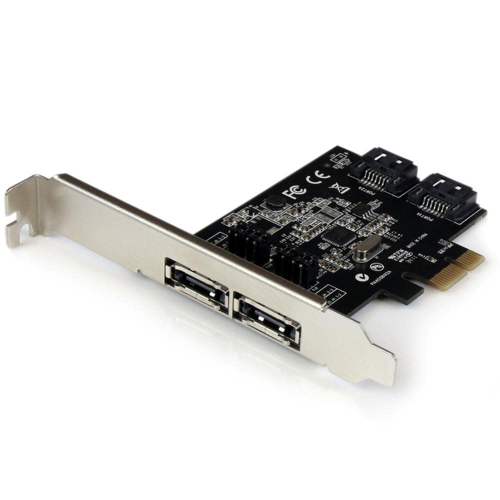 外部eSATA 2ポート/内部SATA 2ポート増設PCI Experssカード　ジャンパーでポートの切替え可能　ポートマルチプライヤ対応　SATA rev.3.0対応 6Gbps　保証期間： 2年間