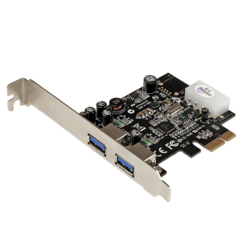 SuperSpeed USB 3.0 2ポート増設PCI Expressインターフェースカード　UASP対応　2x USB 3.0 5Gbps 拡張用PCIe x1 接続ボード　ペリフェラル電源端子(4ピン)付き　保証期間： 2年間