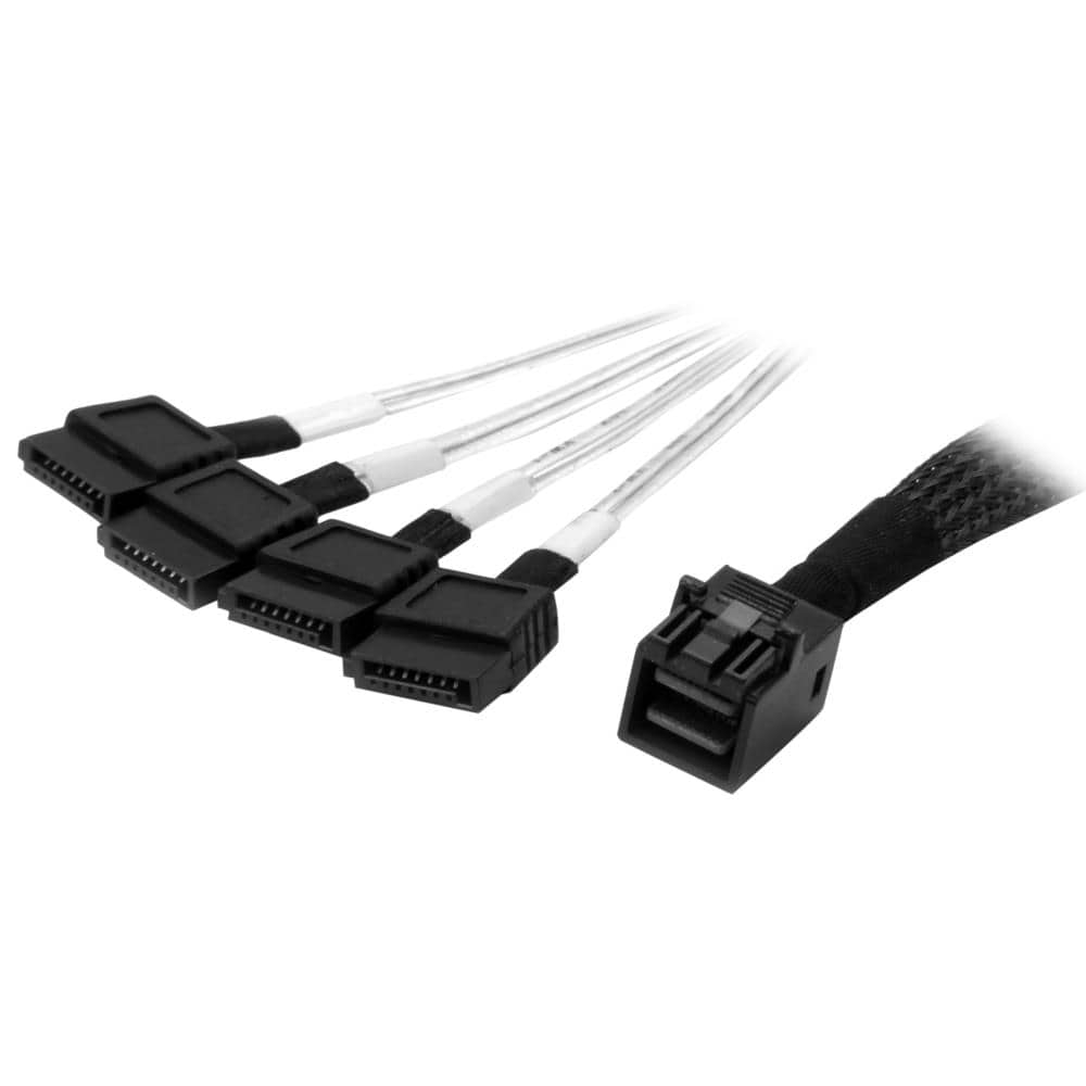内部MiniSAS - SATAケーブル SFF-8643 - 4x SATA 1m　保証期間： 永久保証