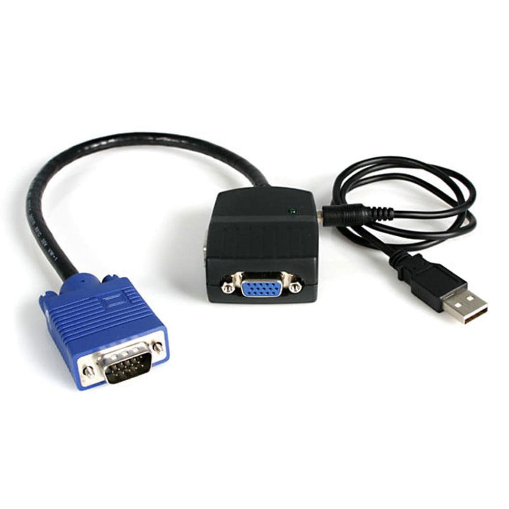 2ポートVGAディスプレイ分配器　2x VGA/アナログRGB スプリッタ/Splitter　USBバスパワー供給　1x VGA (D-Sub15ピン) オス－2x VGA (D-Sub15ピン) メス　2048x1536　保証期間： 2年間