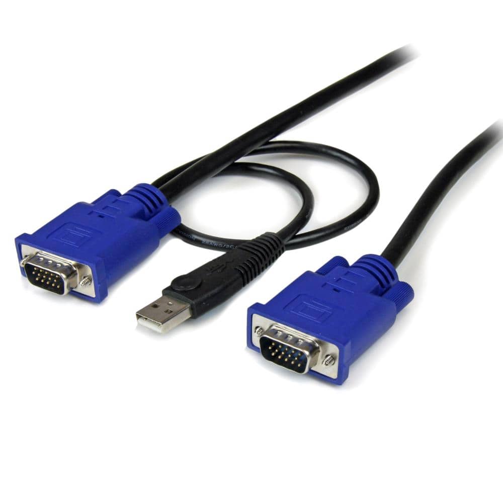 3m パソコン自動切換器専用ウルトラスリムKVMケーブル　2 in 1 USB/VGA KVMケーブル(ブラック)　USB A/D-Sub 15ピンーD-Sub 15ピン　保証期間： 永久保証