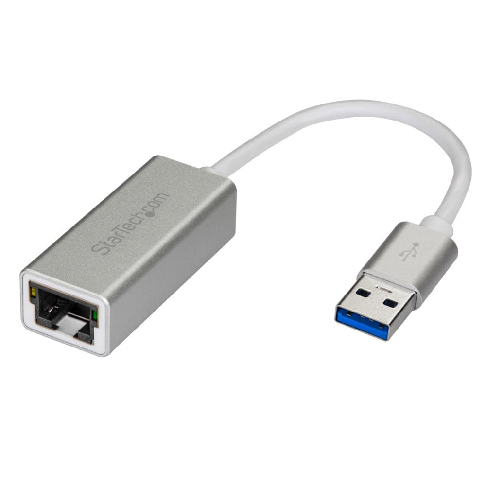 USB 3.0－ギガビットイーサネット有線LANアダプタ (シルバー)　USB 3.0 A (オス) - RJ45 (メス)　10/100/1000Mbps NICネットワークアダプタ　保証期間： 2年間