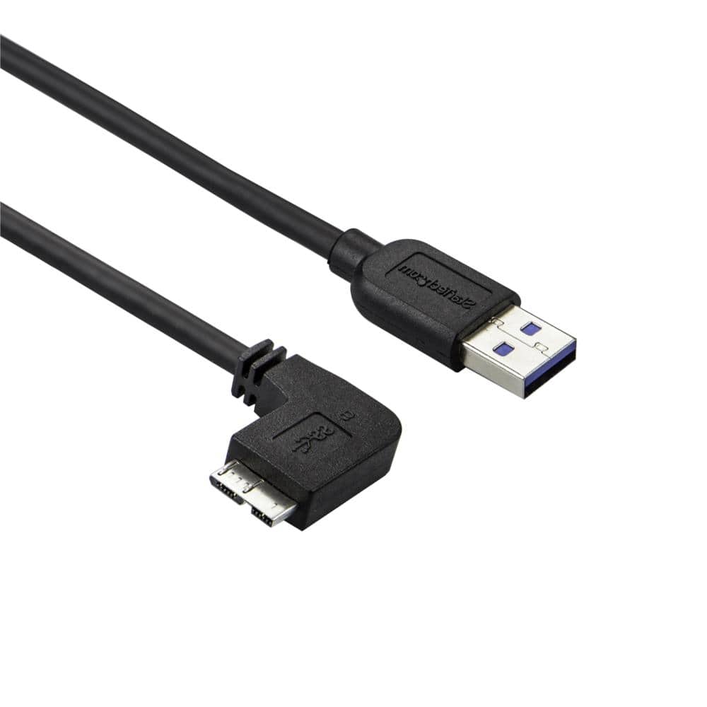 Micro USB 3.0 片側L型スリムケーブル　オス/オス　L型左向きマイクロUSB　2m　USB 3.0 A - USB 3.0 Micro-B　保証期間： 永久保証