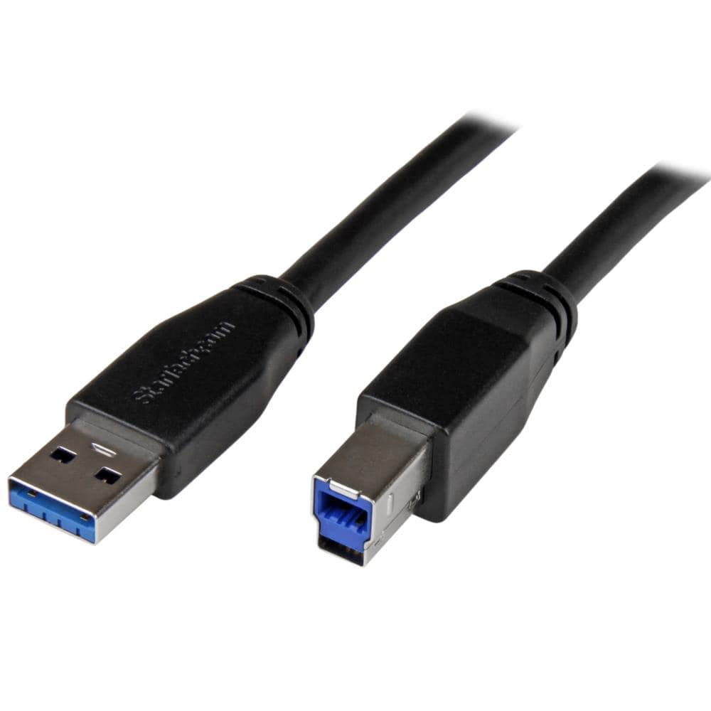 USB 3.0 アクティブリピーターケーブル　USB A(オス) - USB B(オス)　10m　USB 3.1 Gen 1 (5 Gbps)　保証期間： 2年間