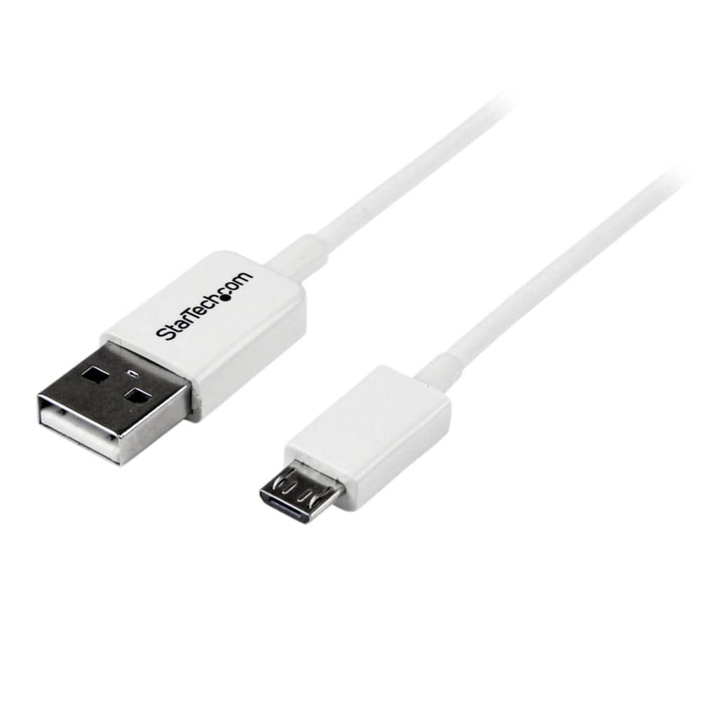 50cm ホワイト micro USB2.0ケーブル　USB A(オス)ーUSB micro-B(オス)変換アダプタ　保証期間： 永久保証