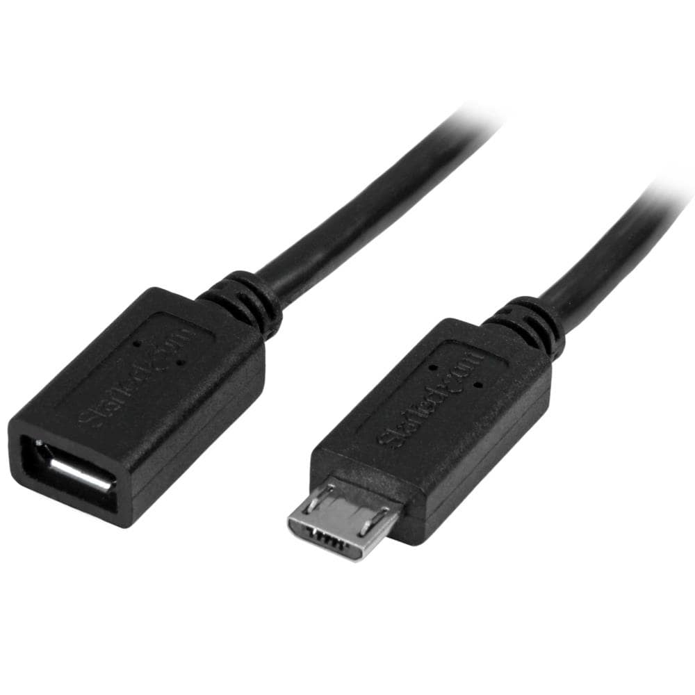 0.5m USB Micro-B 延長ケーブル　Micro-B(オス) - Micro-B(メス)　保証期間： 永久保証
