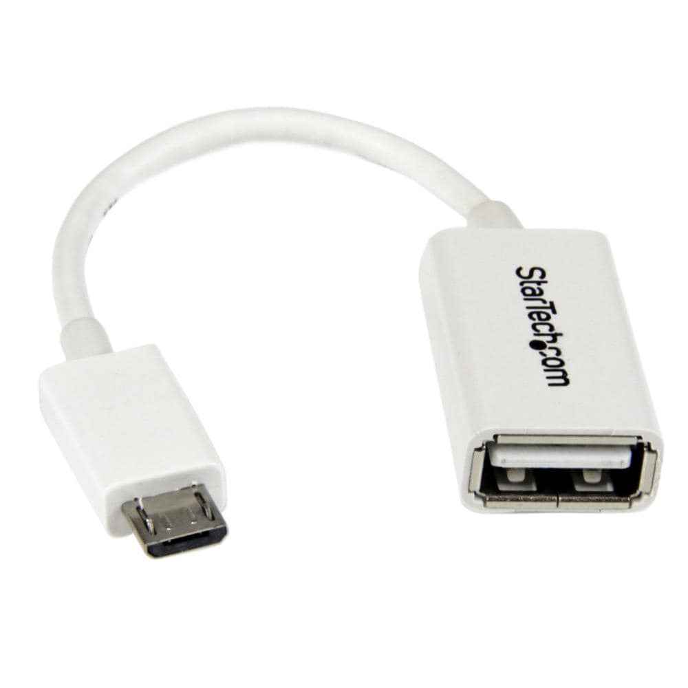 12cm Micro USB OTG変換アダプタ　ホワイト　マイクロUSBホストケーブル　USB A メス - USB Micro-B オス　保証期間： 永久保証