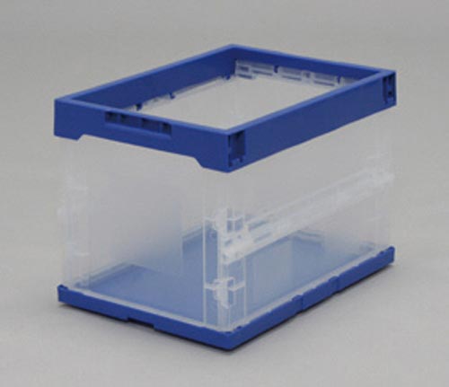 ハード折りたたみコンテナ　ブルー／クリア　２０Ｌ