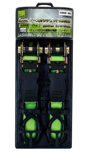 ラチェット式ベルト荷締機　２５ｍｍ×５ｍ　２ＰＣ
