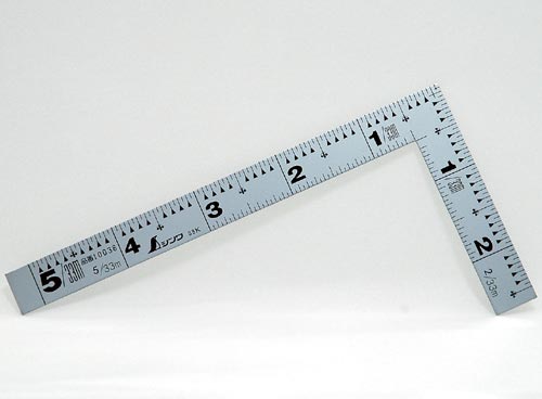 曲尺平ぴた　シルバー　５寸／１５ｃｍ　併用目盛
