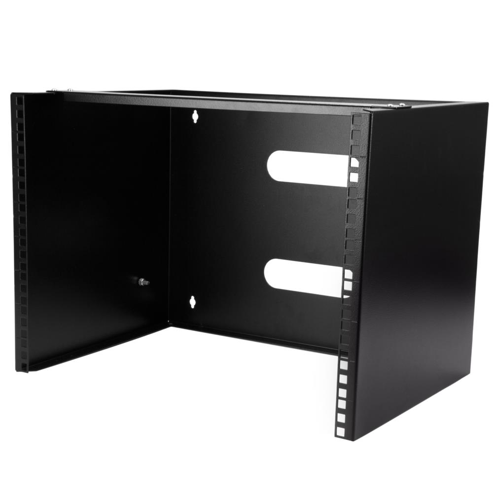 8U ウォールマウントブラケット/奥行35cm 浅型サーバーラック/19インチ型対応パッチパネルラック/IT & ネットワーク機器用壁掛けブラケット/耐荷重36kg/ブラック