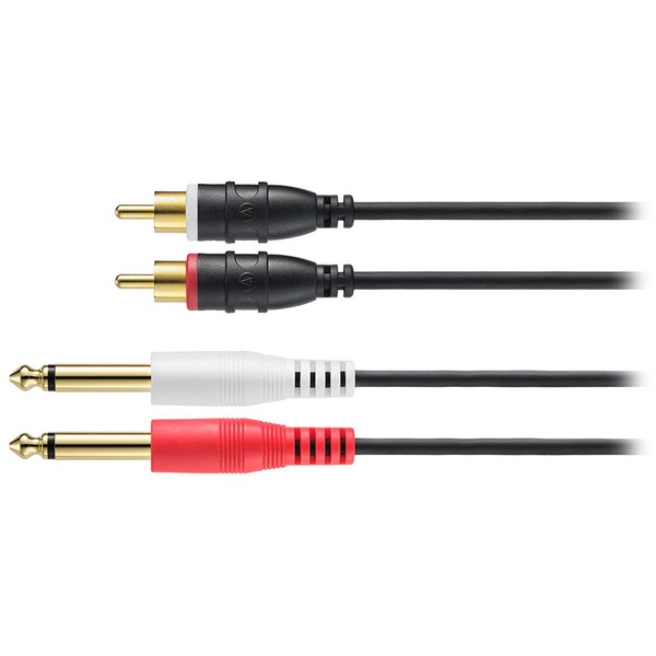 オーディオケーブル 3m （ピンプラグ×2-φ6.3mmモノラル標準プラグ×2）