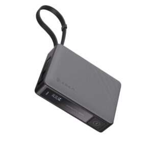 充電ケーブル内蔵、30W急速充電対応モバイルバッテリー (10000mAh) グレー