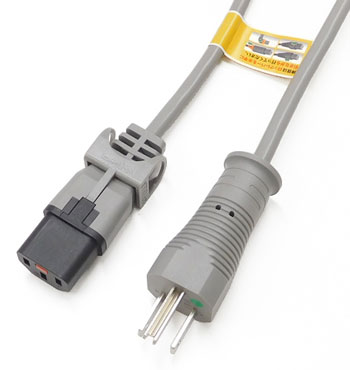 抜け防止 ロック電源ケーブル 2m 医療機器向け 5-15/C13 Lock Slim 定格：7A/125V PSE
