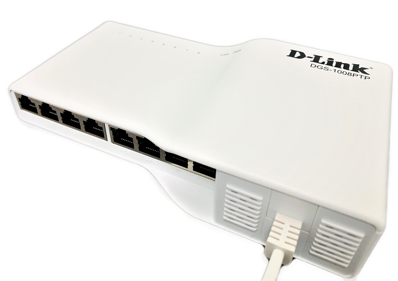 DGS-1008PTP PoE+対応(最大40W給電)タップ型ギガビットアンマネージドスイッチ、10/100/1000BASE-T×8(PoE+×4)、ループ検知遮断機能搭載、電源内蔵、マグネット、5年保証