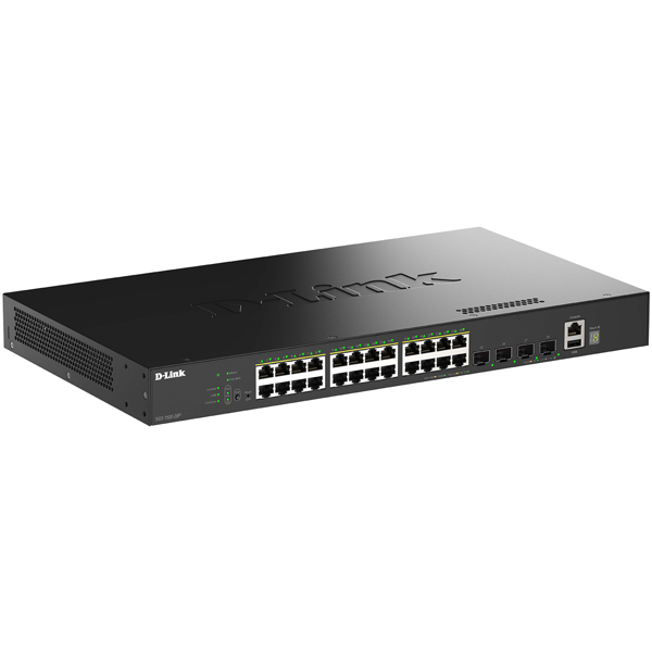 DGS-1530-28P ギガビットL2スタッカブルスマートマネージドスイッチ、PoE+対応(最大370W給電)、10/100/1000BASE-Tポート(PoE+対応)×24、10G SFP+スロット×4、LLW保証対象