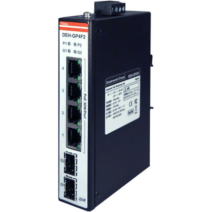 産業用PoEスイッチングハブ ギガビットタイプ 4ポート+SFP2ポート<SFP BiDiモジュール付>