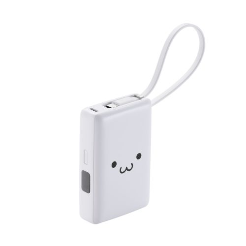モバイルバッテリー/リチウムイオン電池/残量表示/10000mAh/USB PD/30W/USB-C/USB-A/USB-Cケーブル一体/しろちゃん