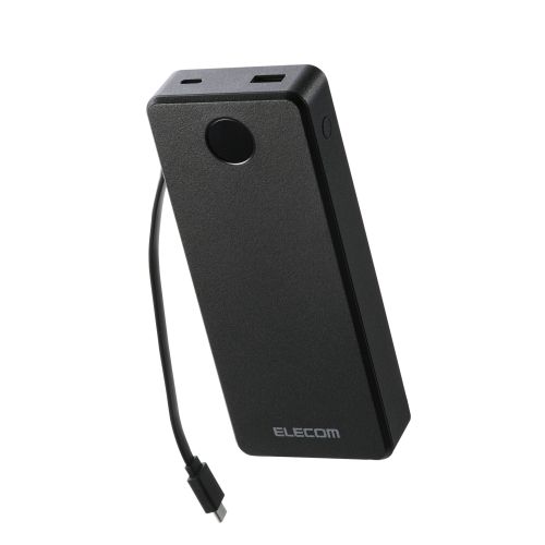 モバイルバッテリー/リチウムイオン電池/残量表示/67W/20000mAh/USB-Cケーブル一体型/USB-C/USB-A/ブラック