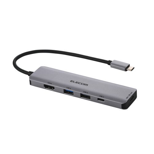 Type-Cドッキングステーション/USB PD(140W)対応/USB-A×3/USB-C×2/HDMI(4K60Hz)/シルバー