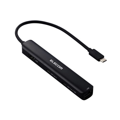 Type-C ドッキングステーション/充電専用USB-C×1/USB-C×1/USB-A×2/HDMI×1/LANポート付/ブラック