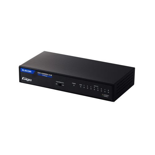 Giga対応スイッチングHub/8ポート/金属筐体/磁石付き/電源内蔵モデル/ブラック