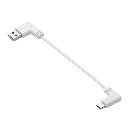 USB-A to USB Type-Cケーブル/フラット/L字/充電専用/0.1m/ホワイト