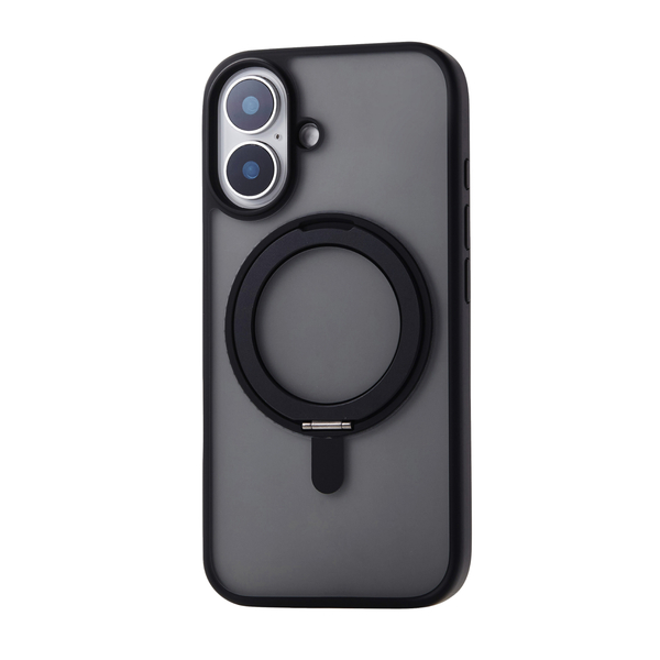 iPhone 16用ハイブリッドケース/MAGKEEP/スタンド/ブラック