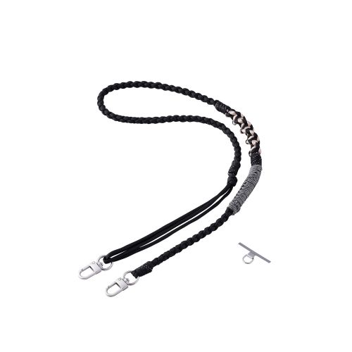 スマホショルダーストラップ/ストラップホールシート付属/編み物/ブラック