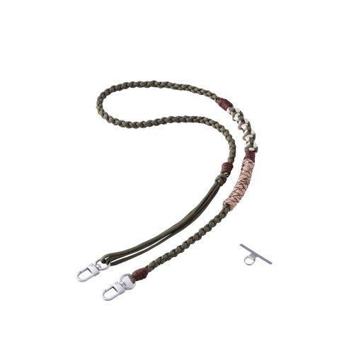 スマホショルダーストラップ/ストラップホールシート付属/編み物/カーキ