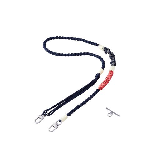 スマホショルダーストラップ/ストラップホールシート付属/編み物/ネイビー