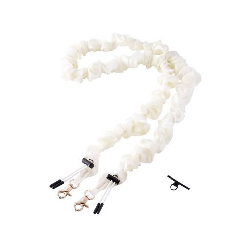 スマホショルダーストラップ/ストラップホールシート付属/シュシュ/上品/アイボリー