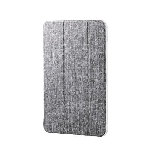 11インチiPad Pro(M4)/フラップケース/薄型軽量/ファブリック/背面クリア/2アングル/グレー