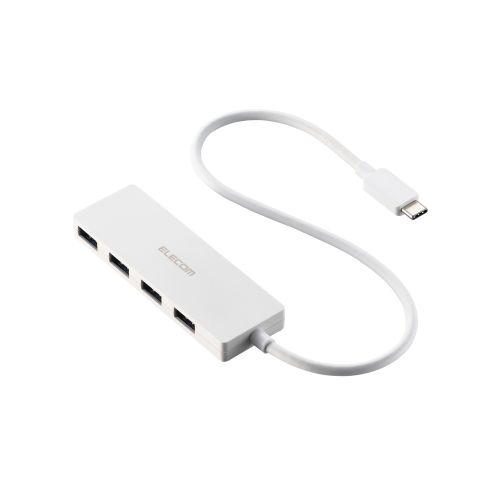 USB HUB/USB-C/USB5Gbps/バスパワー/4ポート/30cm/ホワイト
