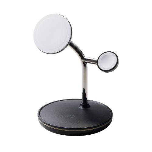 ワイヤレス充電器/スタンド型/マグネット対応/3in1/15W/MfM認証/Apple Watch高速モジュール/MfA認証/ブラック