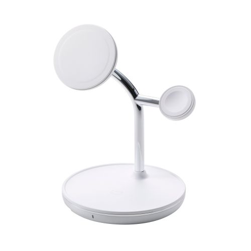 ワイヤレス充電器/スタンド型/マグネット対応/3in1/15W/MfM認証/Apple Watch高速モジュール/MfA認証/ホワイト