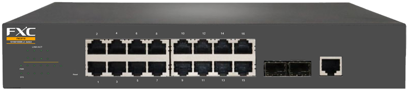 16ポート 10/100/1000Mbps および 2ポートSFP 管理機能付スイッチ
