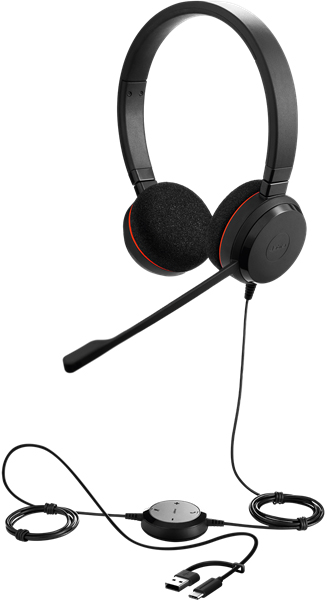 Jabra USBヘッドセット USB-C/A 両耳 MS認定「Jabra Evolve 20 MS Stereo USB C/A」
