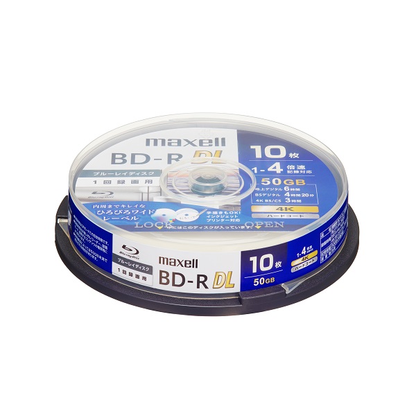録画用ブルーレイディスク BD-R DL（1回のみ録画用） 10枚パック 標準260分 2層50GB プリンタブル対応 10枚用スピンドルケースのみ