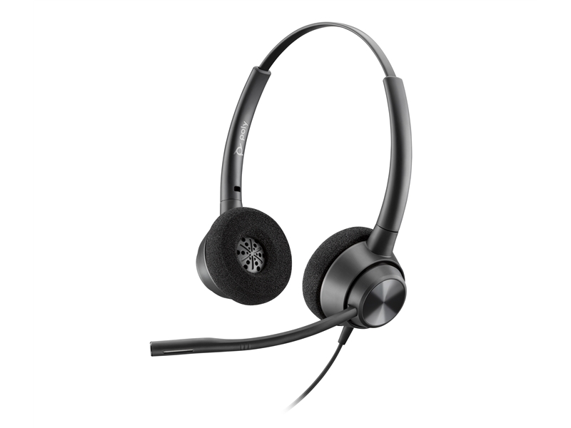 Poly EncorePro 320 Quick Disconnect 両耳 有線モデル ノイズキャンセリングマイク搭載 TAA(米国政府・軍向け調達基準)認証