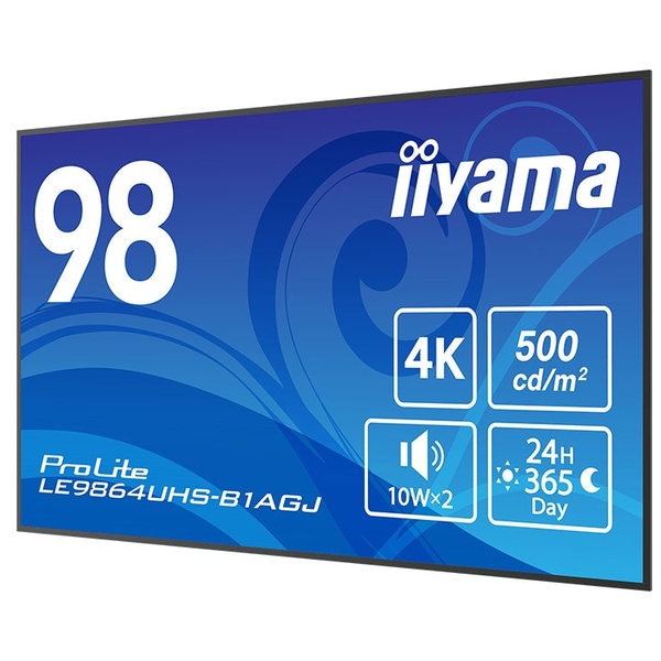 サイネージディスプレイ 98型/3840×2160/HDMI、USB-C/ブラック/スピーカーあり/VA方式パネル/3年保証