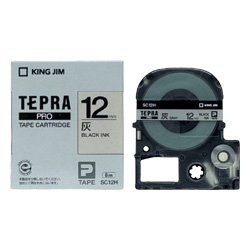 テプラPROテープカートリッジ カラーラベル（パステル） 灰色テープ/黒文字 12mm