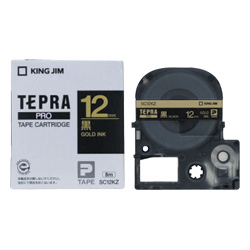 テプラPROテープカートリッジ カラーラベル（パステル） 黒テープ/金文字 12mm