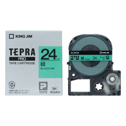 テプラPROテープカートリッジ カラーラベル（パステル） 緑テープ/黒文字 24mm