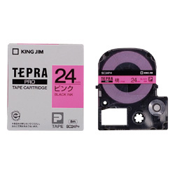 テプラPROテープカートリッジ カラーラベル（パステル） ピンク/黒文字 24mm