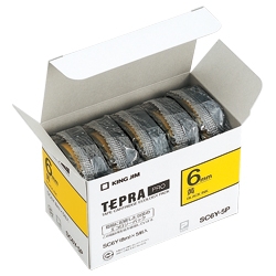 テプラPROテープカートリッジ エコパック（5個入り）カラーラベル 黄テープ/黒文字 6mm