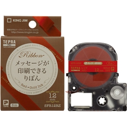 「テプラ」PROテープカートリッジ りぼん レッド/金文字 12mm